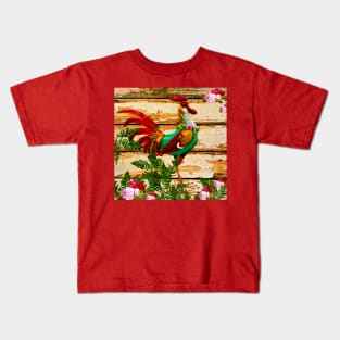 ROOSTER ROSES AND FERNS Kids T-Shirt